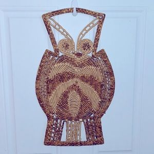 Boho macrame 1970s hanging owl